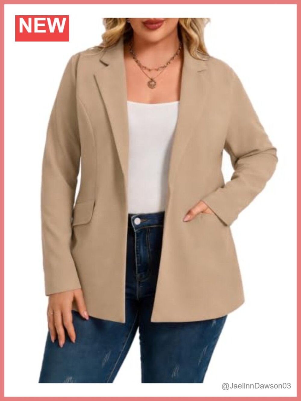 Plus Size Stretch Knit Blazer Long Sleeve Notch Collar One Button Work Suit